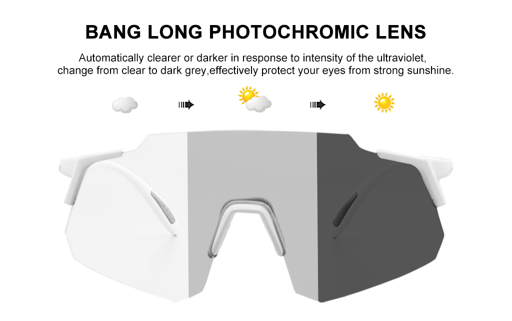 Lente cinza fotocromática UV400 para óculos de sol esportivos para ciclismo e corrida